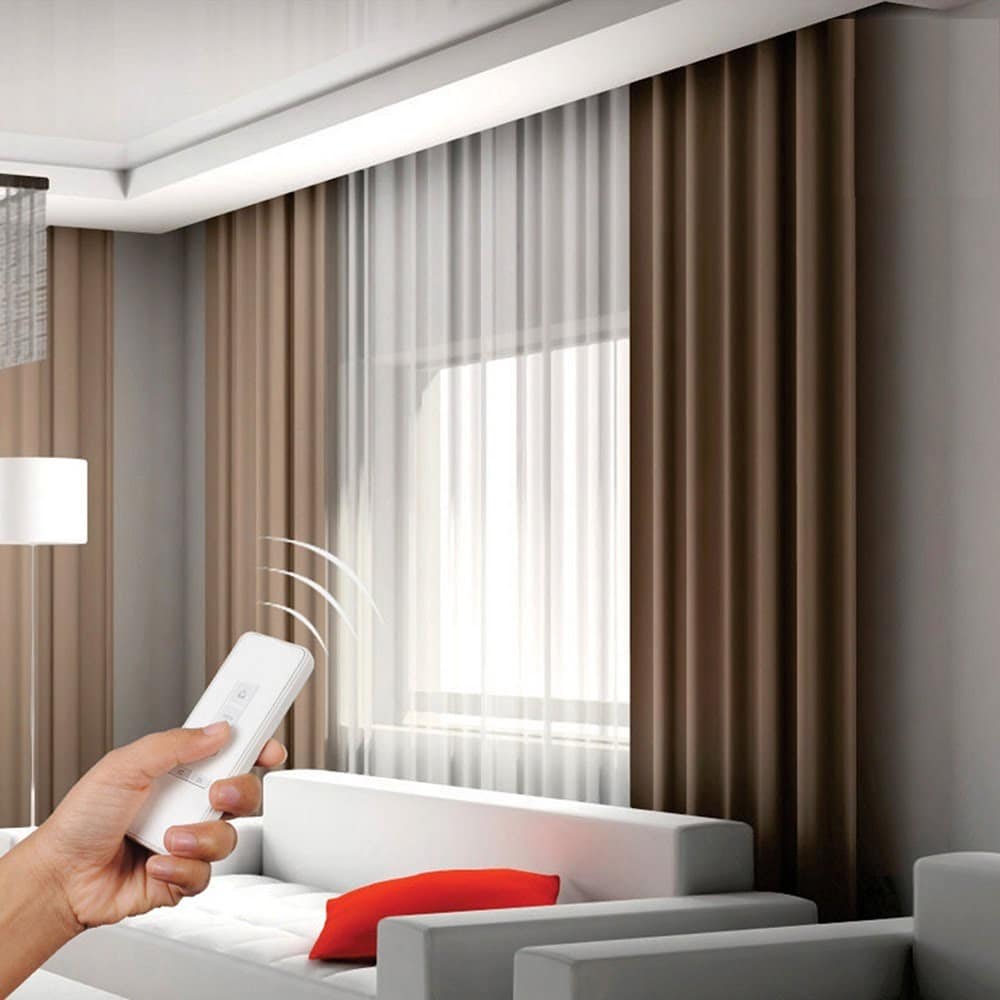 Motorized curtains Dubai - remote controlled automatic curtains for living room