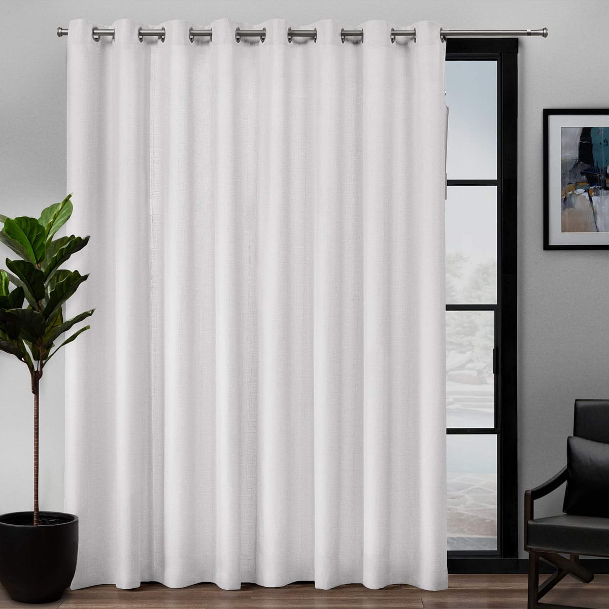 Panel curtains Dubai - white track curtains for sliding doors and large windows